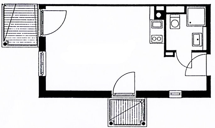 Grundriss Whg 50 - zwei Balkone